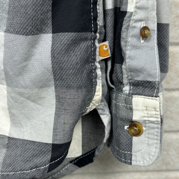 Carhartt Men’s Black Gray Buffalo Plaid Long Sleeve Button-Up Shirt M - Picture 4 of 12